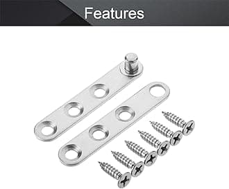 MroMax Door Pivot Hinge, 360 Degree Rotation Hidden Door Pivot Hinges, 60 x 11mm Silver Stainless Steel Hinge for Wooden Door and Cabinet Door, 10Pcs
