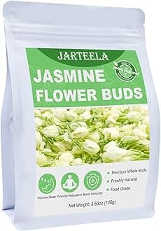 Jarteela - Jasmine Flowers Dried - 3.53oz/100g - Edible Dried Jasmine Flowers - Non-GMO - Caffeine-free - Blends Well With Tea