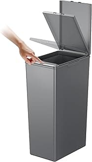 Morandi Kitchen Waste Bin, Plastic Recycling Bin for Kitchen and Home, Large Waste Bin with Push Top, Dark Grey, 40 Litres