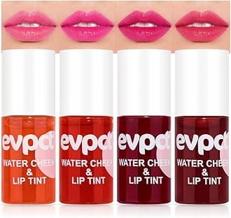 evpct4Pcs Apple Strawberry Watermelon Cherry Korean Water Pink Red Lip Tint Lip Inks Stain Set for Lips Cheeks Long Wear tintas de labios tinte para labios tinta de labios de larga duracion duración
