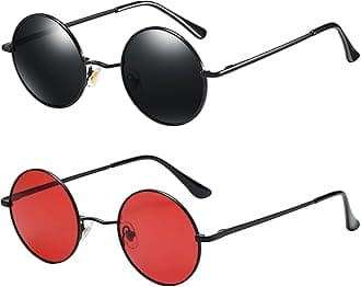 TeumireRetro Small Round Polarized Sunglasses for Men Women Circle Hippie Style Sun Glasses
