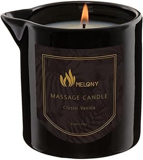 Massage Oil Candle for Pure Relaxation- 8.1 oz- Moisturizing Essential Oil Body Massage Candle for Home Spa- Amazing Gift for Women & Men (Classic Vanilla)