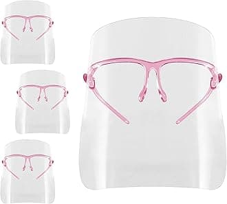 TCP Global Salon World Safety Face Shields with Pink Gl Frames (Pack of 4) - Ultra Clear Protective Full Face Shields to Protect Eyes, Nose, Mouth - Anti-Fog PET Plastic, Goggles