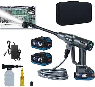 HuhomcoCordless Power Washer Portable Pressure Washer Cordless Battery Powered 2900PSI with 2PCs 4000mAH Batteries Handheld for Washing Cars