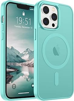 SUPFINE Magnetic for iPhone 13 Pro Case (Compatible with MagSafe) (Military Grade Drop Protection) Slim Translucent Matte Shockproof with Anti-Fingerprint Phone Case,Blue Green