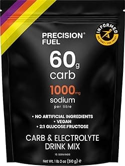 – Precision Fuel Carb & Electrolytes Powder Drink Mix - High-Performance Energy Drink, 60g Carbs & 1000mg Sodium per Liter, Vegan, Citrus Flavor - for Intense Workouts & Endurance Sports (1-Pack)