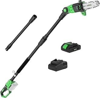 - Pole Saw 8-Inch Cordless, 15-Foot Max Reach Electric Pole Saw for Tree Trimming, 16ft/s Speed, Auto Oiling, Multi-Angle Pole Chainsaw with 2.0Ah Battery & Charger