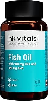 hk vitals Fish Oil For Men And Women (60 Capsules) | 1000mg Omega 3 with 180mg EPA & 120mg DHA | For Brain, Heart, Eyes, and Joints Health