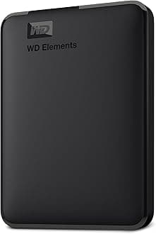 WD 2TB Elements portable external hard drive, USB 3.0 interface, portable external storage, Plug-and-Play, SuperSpeed USB 3.2 Gen 1, Formatted for PC and Mac, Black
