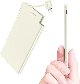 Portable Charger for Phone (Not for iPhone 15 Series) with Built in Lightning Cable 5000mAh Slim Travel Power Bank Compatible with iPhone 14/13/12/11/X/8/7/6/5 SE pro plus Series Thin Battery Pack