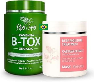Ravenna B-tox Organic Kit, 52.8 Fl Oz - Hair B-tox Treatment & Argan Oil Mask for Anti-Frizz, Volume Reduction, Smoothing Hair