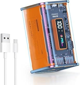 Portable Charger 20000mAh, 22.5W PD3.0 USB C in&out High Speed Charging Power Bank, Clear External Backup Battery Pack Compatible with iPhone 16/15/14/13/12 Samsung Galaxy S25/24/22 Google etc.-Orange