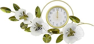 Mokshith Wall Clocks for Living Room Decor,Large Wall Clock,3D Creative Metal Flower Leaf Design,with Silent Movement Wall Clocks for Home Wall Decor Clock (MO-21)