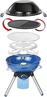 Campingaz Party Grill | Camping Stove and Grill | All-in-One Camping BBQ | portable barbecue with Griddle, Grid and Pan Support | runs off CV470 Gas Cartridge or R907 Cylinder,Party Grill 400 CV