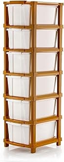 Sponsored Ad - PALAK Plastic Drawer Organizer Self Standard Rectangular Multi Purpose Modular Drawer System Large Chest of Drawer Organizer for Home Office,Product Dimension When assembeled (7 Layer) (6xl, brown)