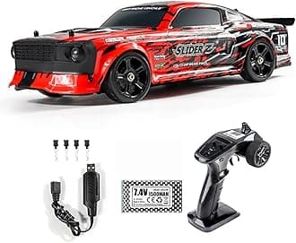 WPLDEWAN RC Drift Car with Gyro 1/14 Hobby RC Car Off Road Fast Remote Control Truck Drifting 4WD High Speed 40 KM/H with 390 Motor Gyroscope Proportional Control Metal Chassis Ball Bearing