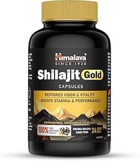 Himalaya Shilajit/Shilajeet Gold Capsules | 100% Pure Himalayan Shilajit + 24 Carat Gold | 20 Capsules | Restores Vigor and Vitality | Boosts Stamina and Performance