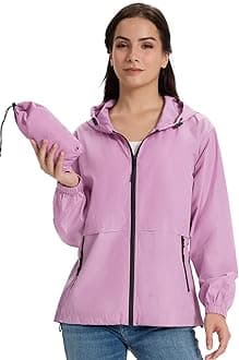 SaphiRose Lightweight Rain Jacket Women Waterproof Breathable Raincoat Packable Hooded Windbreaker