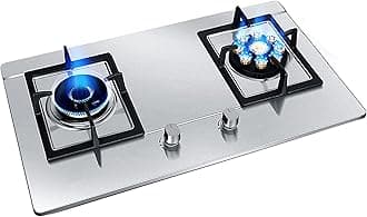 Gas Stove Gas hob Built-in 2 Burner Gas Cooker Stainless Steel Gas Cooktop LPG/NG Cooker Kitchen Accessories Cooking Appliance Kitchen Utensils Easy to Clean [Energy Class A] (Color :
