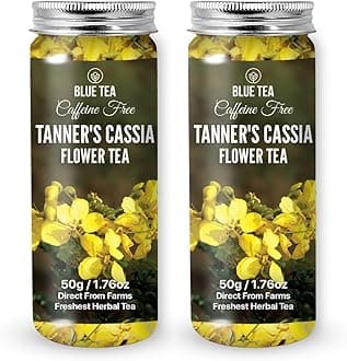 BLUE TEA -Tanners Cassia (Avarampoo) Flower Tea - 100g - 100 Cups (Pack Of 2) | SKIN ENHANCING | Detox Tea - Flower Based - Herbal Tea - Caffeine Free - Non-Bitter | Pet Jar Packaging