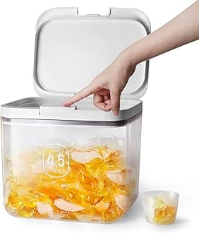 LivLab Mker Laundry detergent dispenser with One-Press Lid,for laundry room organization,Clear PET laundry powder container with Measuring Cup,laundry pods container 4.5L/10Lbs/160oz(220 Pods)