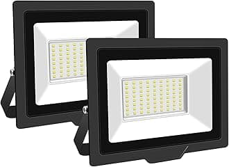 PICAA 2PCS 50W LED Flood Lights Outdoor, Super Bright Security Lights, IP66 Waterproof Floodlight, Warm White (3500K) Wall Light, Perfect for Garden, Yard, Garage, Patio,Warehouse, Parking Lot