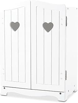 Melissa & Doug Mine to Love Wooden Play Armoire Closet for Dolls, Stuffed Animals - White (17.3" H X 12.4" W x 8.5" D Assembled)