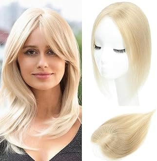 Hair Toppers for Women Real Human Hair,Hair Toppers for Women No Bangs Top Hair Extensions Hair Pieces for Thinning Hair Upgrade Lace Base Premium Remy Hair Toppers