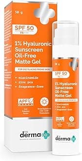 1% Hyaluronic Sunscreen Oil-Free Matte Gel SPF 50 PA++++ With Niacinamide & Zinc PCA, For Oily & Acne-Prone Skin, Non-Comedogenic | UVA/UVB Broad Spectrum, Anti-Pollution Protection, 50g