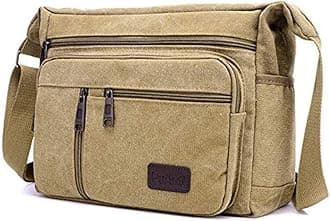 MOMISY Canvas Sling Cross Body Bag Travel Side Bag Office Messenger Bag Business Bag Multi Pocket Shoulder Bag Money Bag for Adults, Men and Women