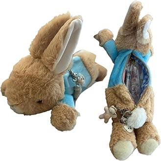 Loizziuy Plush Bunny Pencil Case Large Capacity Pouch Cute Pen Pencil Bag Office Organizer Simple Durable for Adults (Bunny)