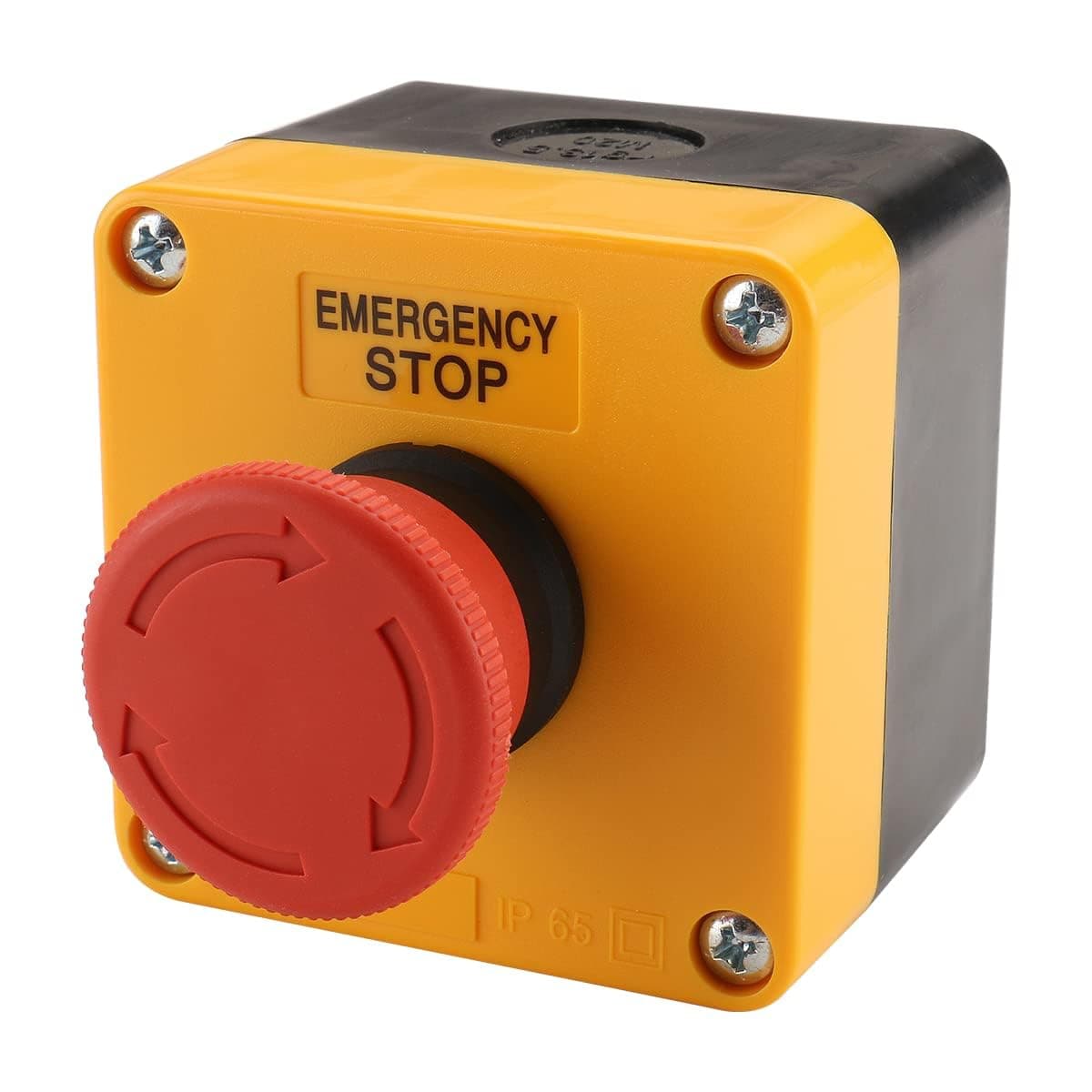 Emergency Stop Switch with Enclosure, 660V 10A Red Mushroom Push Button, 1NO 1NC N/O N/C, IP65 Waterproof Weatherproof Surface Mount E-Stop Station for Industrial & Control Systems（10-Pack