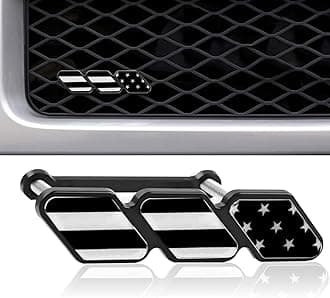 1 PC Car Grille Decoration Badge, Tricolor Badge Accessories, Classic Slotted Grille Decoration, Universal for Most Cars (American Flag #Black)