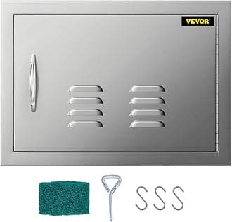 VEVOR 20W x 14H Inch BBQ Access Single Door with Vents Horizontal BBQ Island Door Stainless Steel Outdoor Kitchen Doors for Commercial BBQ Grid