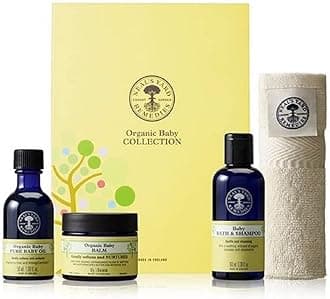 Neal's Yard Remedies | Organic Baby Collection| Bath & Shampoo, Oil, Balm, Flannel| Vegan | For New Moms | Mums-To-Be | Baby Skin Care Set