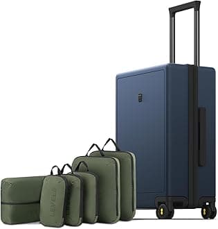 LEVEL8 Carry on Luggage Airline Approved, Small Carry on Suitcases with Wheels, Lightweight Hardside Textured Luggage for Travel, Tsa Approved, 20-Inch, Navy