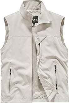 Men's Softshell Vest Outerwear Zip Up Sleeveless Quick Dry Fishing Vests Outdoor Casual Multi Pocket Jacket for Hiking Golf