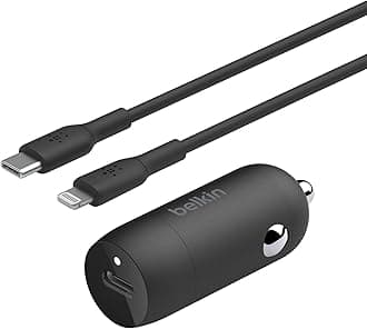 BOOST↑CHARGE™ 30W Fast Car Charger, Compact Design w/USB-C Power Delivery Port, USB-C to Lightning Cable Included, Universal Compatibility for iPhone 14 Series, iPad, and More - Black