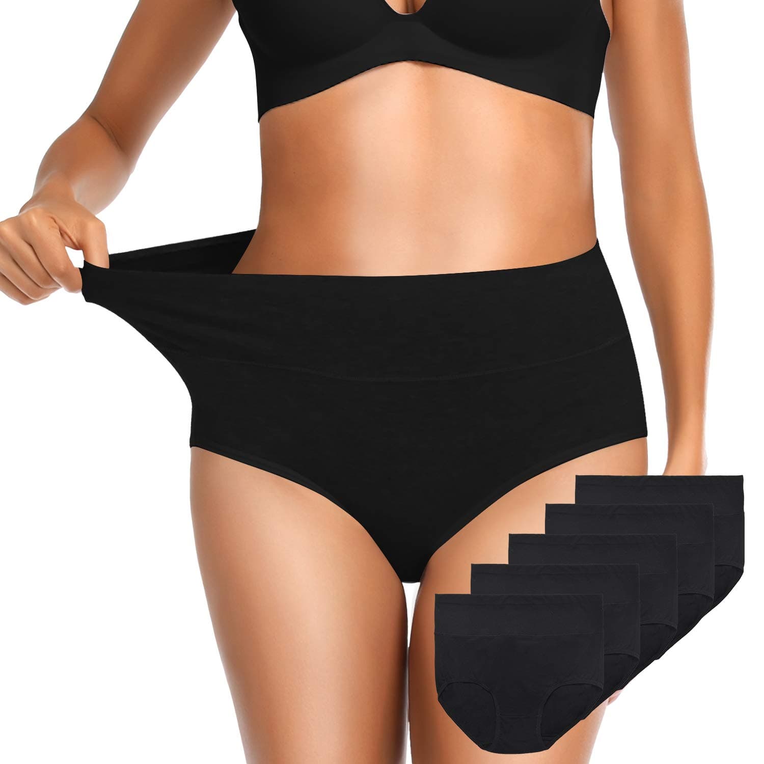 OUENZ Women's Cotton Underwear,Breathable Solid Comfortable High Waist Soft Briefs Panties for Women