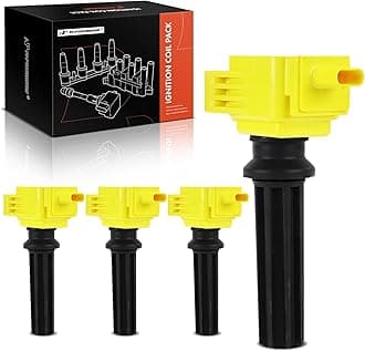 A-Premium (Yellow) Engine Ignition Coil Pack Compatible with Ford Explorer Escape Fusion Focus Edge Mustang Taurus & Lincoln MKZ MKC MKT & Land Rover Discovery Sport & Jaguar XF XE, 2.0L 2.3L 2.5L