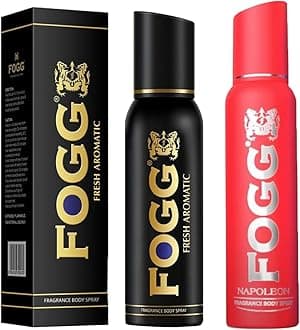 Fogg Black Series Fresh Aromatic, Perfume Body Spray For Men, Long Lasting & No Gas Deodorant, 120ml & Fogg Napoleon Perfume Body Spray, Long Lasting No Gas Deodorant for Men, 150ml
