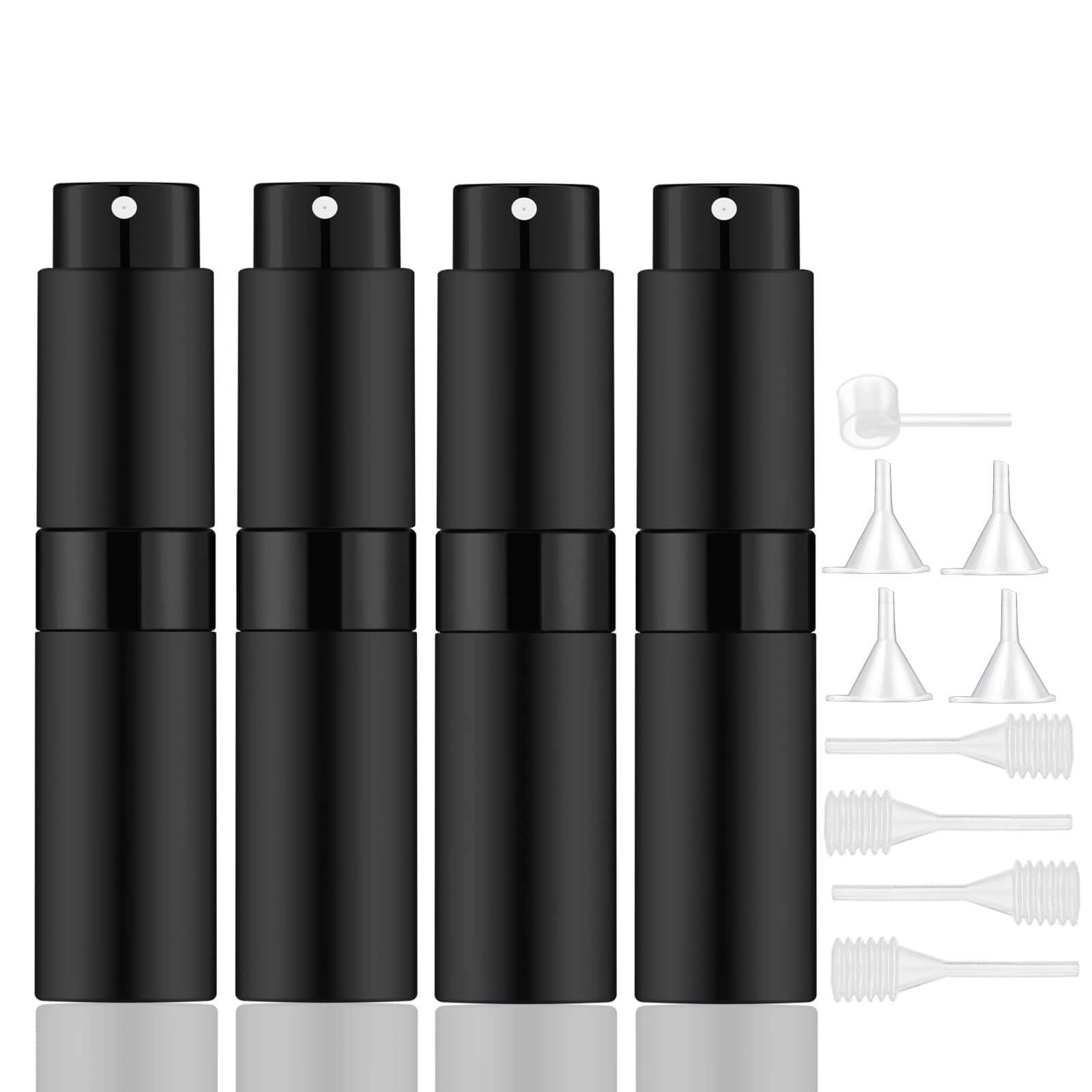 Lil Ray 8ml Portable Mini Perfume Atomizer,Refilable Empty Small Spray Bottle for Travel, Twist Tpye Pocket Cologne Sprayer, 4 Matte Black, 8ml/Matte Black