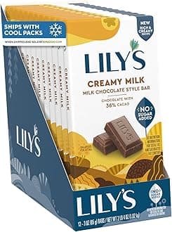 LILY'S Milk Chocolate Style No Sugar Added, Sweets Bars, 3 oz (12 Count)