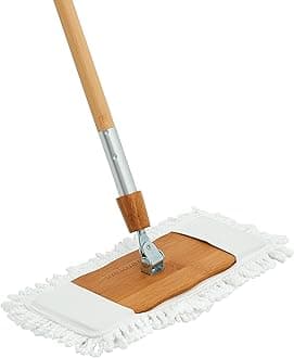 Live.Love.Clean. Bamboo 2-in-1 Smooth Surface Wet/Dry Dust Mop with (2) Washable Wraparound Pads for Cleaning Dust, Pet Hair & Fine Dry Dirt