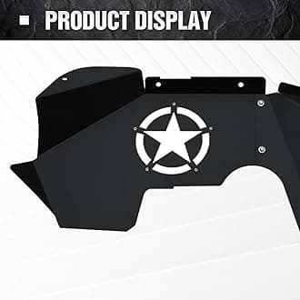 SUORTO Steel Front Fender Lining Red Logo Compatible with Jeep Wrangler 2007-2018 JK JKU Sport Sahara Rubicon 2/4 Doors