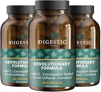 Digestic - Laxative for Constipation Relief, Stool Softener for IBS Severe and Strong Constipation 100% Natural - 180 Capsules - Colon Detox Cleanse, Gas and Bloating Stomach Relief for Adults