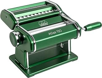 Marcato Atlas 150 Manual Pasta Machine Compatible with Interchangeable Accessory, Alloy, Green, 40 x 30 x 20 cm