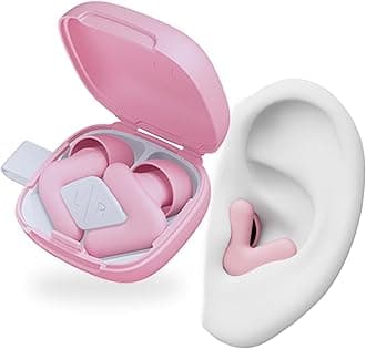 Silence Ear Plugs for Sleep, Focus & Travel - Comfortable, Travel Essential, Noise Cancelling Earplugs, V-Shape Snug Fit & Soft Oval Tips, 4 Sizes XS/S/M/L, Reusable Ear Plugs - Pink