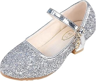 Girls Dress Shoes Wedding Party Heel Mary Jane Princess Flower Shoes Crystal Shoes (Little Kid/Big Kid)