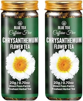BLUE TEA - Chrysanthemum Flower Tea - 20gm - 20 Cups || SUPER ANTIOXIDANT || Cooling And Refreshing | Flower Based - Herbal Tea - Caffeine Free - Non-GMO | Featured In Shark Tank | Pet Jar Packaging